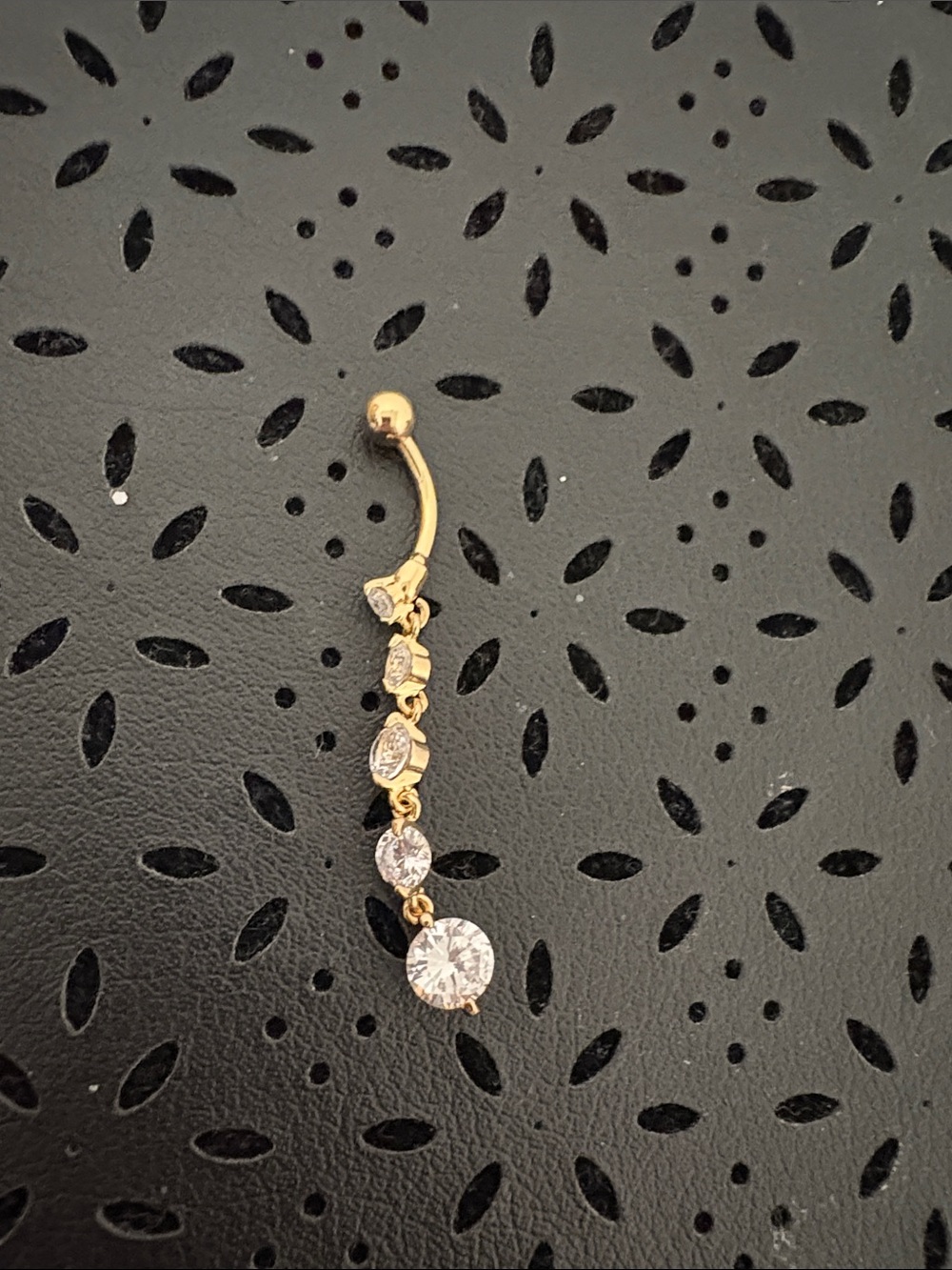 Gold Cubic Zirconia Drop Belly Button Ring - Women Jewelry